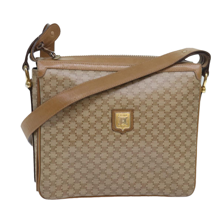 Celine Macadam Canvas Shoulder Bag Beige Auth 82010