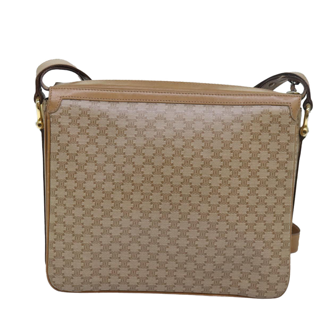 Celine Macadam Canvas Shoulder Bag Beige Auth 82010