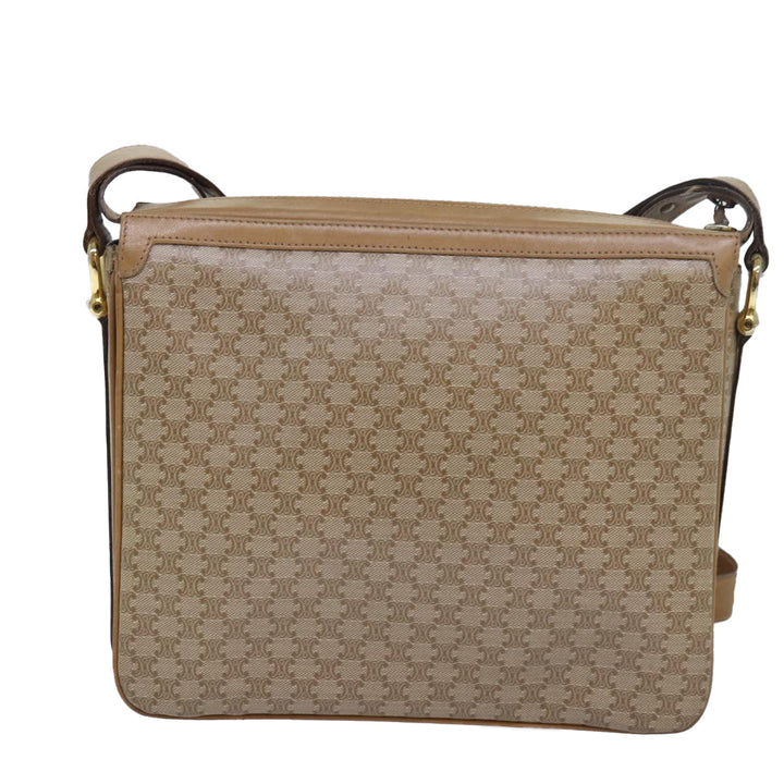 Celine Macadam Canvas Shoulder Bag Beige Auth 82010