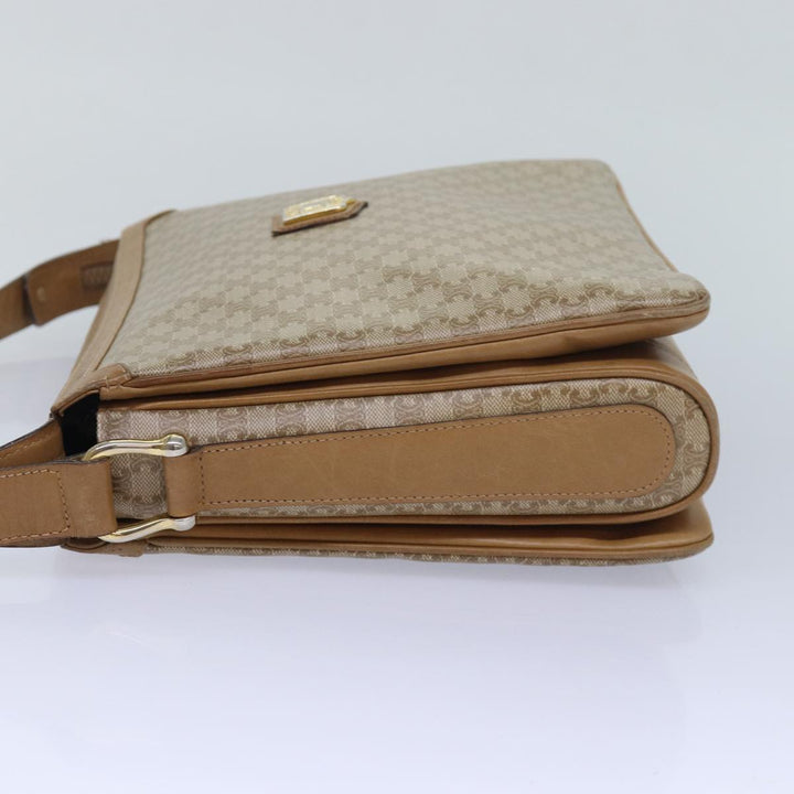 Celine Macadam Canvas Shoulder Bag Beige Auth 82010