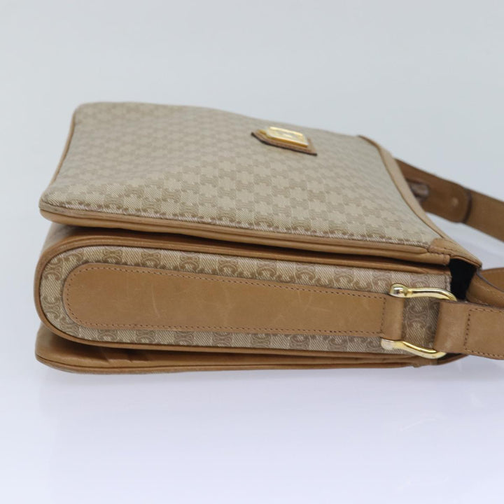 Celine Macadam Canvas Shoulder Bag Beige Auth 82010