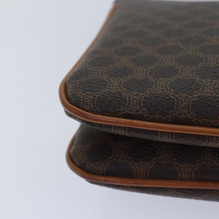Celine Macadam Canvas Clutch Bag PVC Leather Brown Auth 82012
