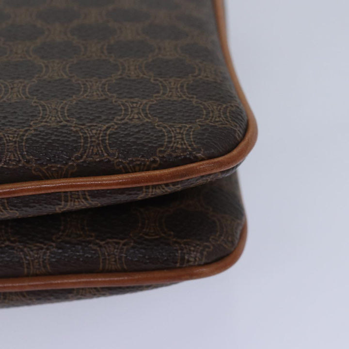 Celine Macadam Canvas Clutch Bag PVC Leather Brown Auth 82012