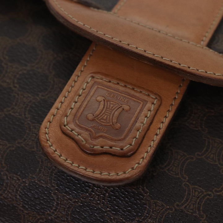 Celine Macadam Canvas Clutch Bag PVC Leather Brown Auth 82012
