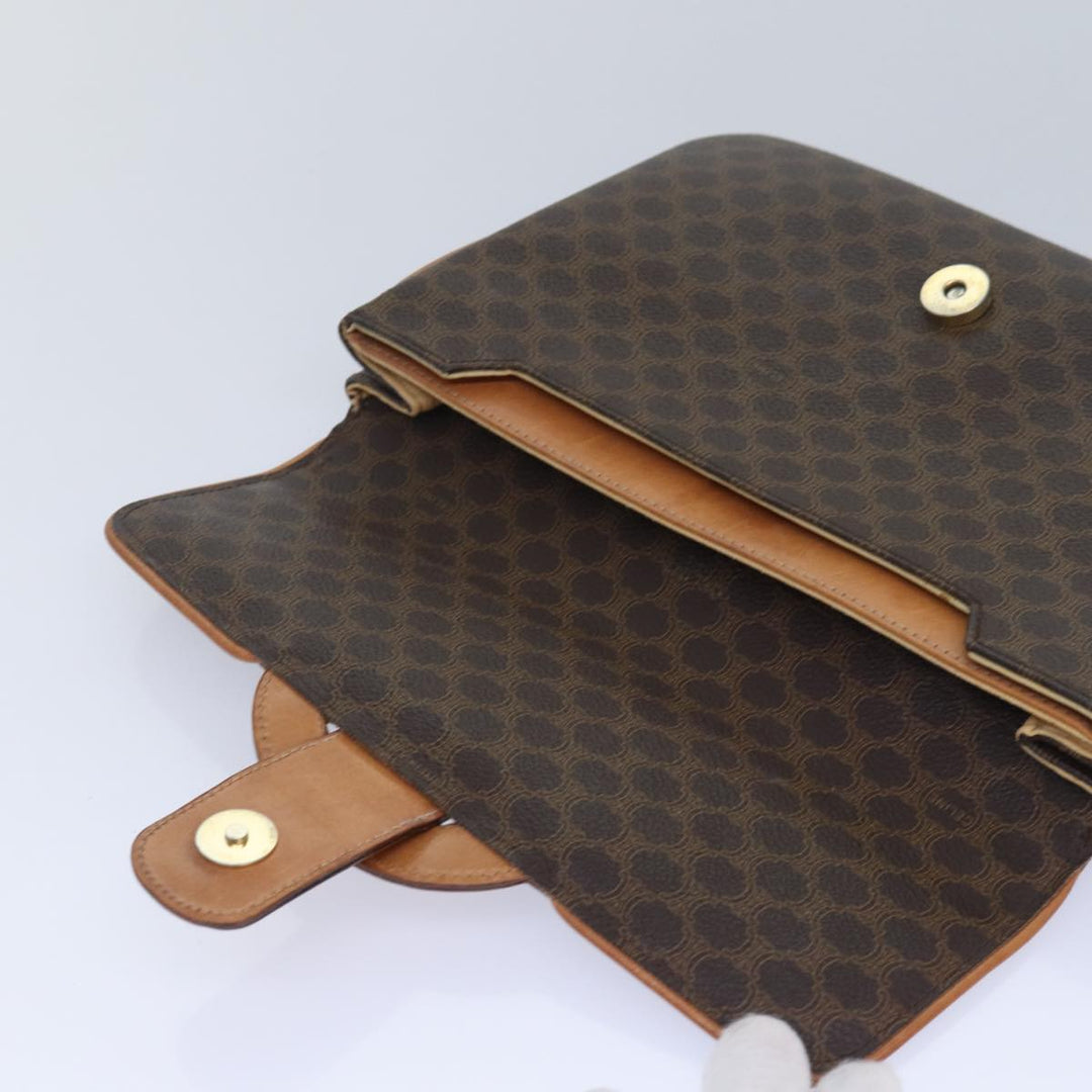 Celine Macadam Canvas Clutch Bag PVC Leather Brown Auth 82012
