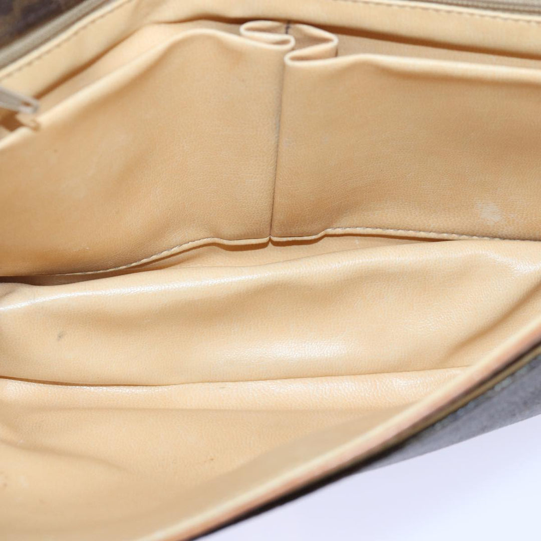 Celine Macadam Canvas Clutch Bag PVC Leather Brown Auth 82012