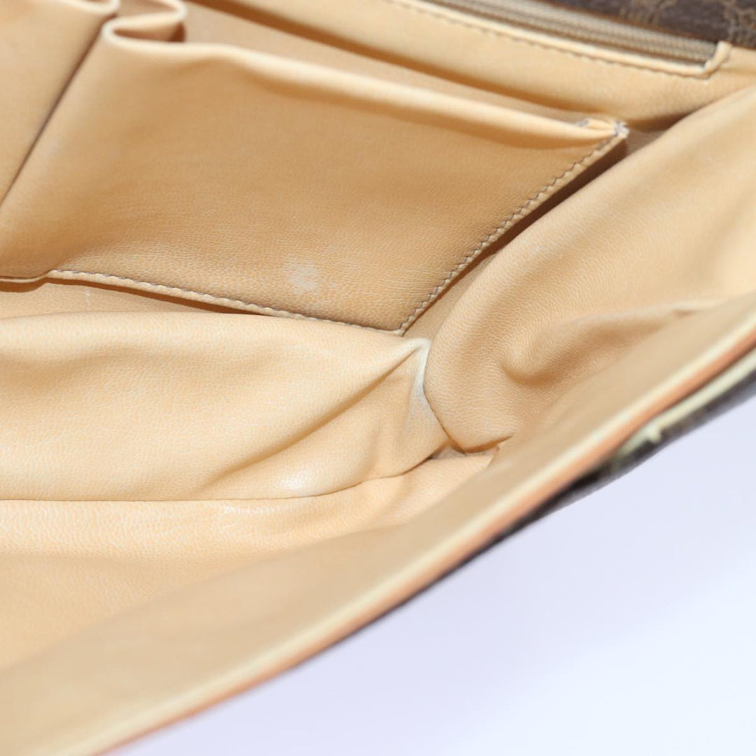 Celine Macadam Canvas Clutch Bag PVC Leather Brown Auth 82012