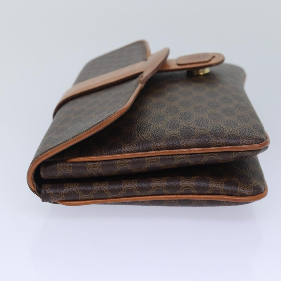 Celine Macadam Canvas Clutch Bag PVC Leather Brown Auth 82012