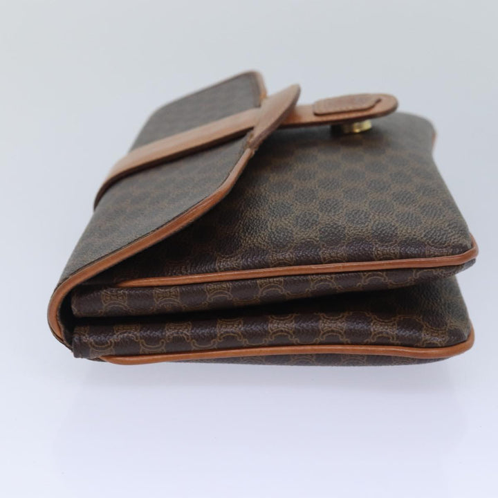 Celine Macadam Canvas Clutch Bag PVC Leather Brown Auth 82012