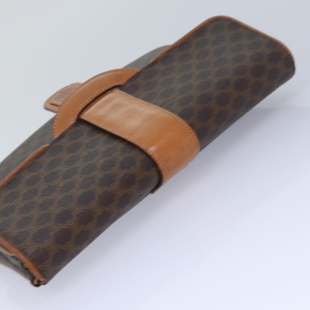 Celine Macadam Canvas Clutch Bag PVC Leather Brown Auth 82012