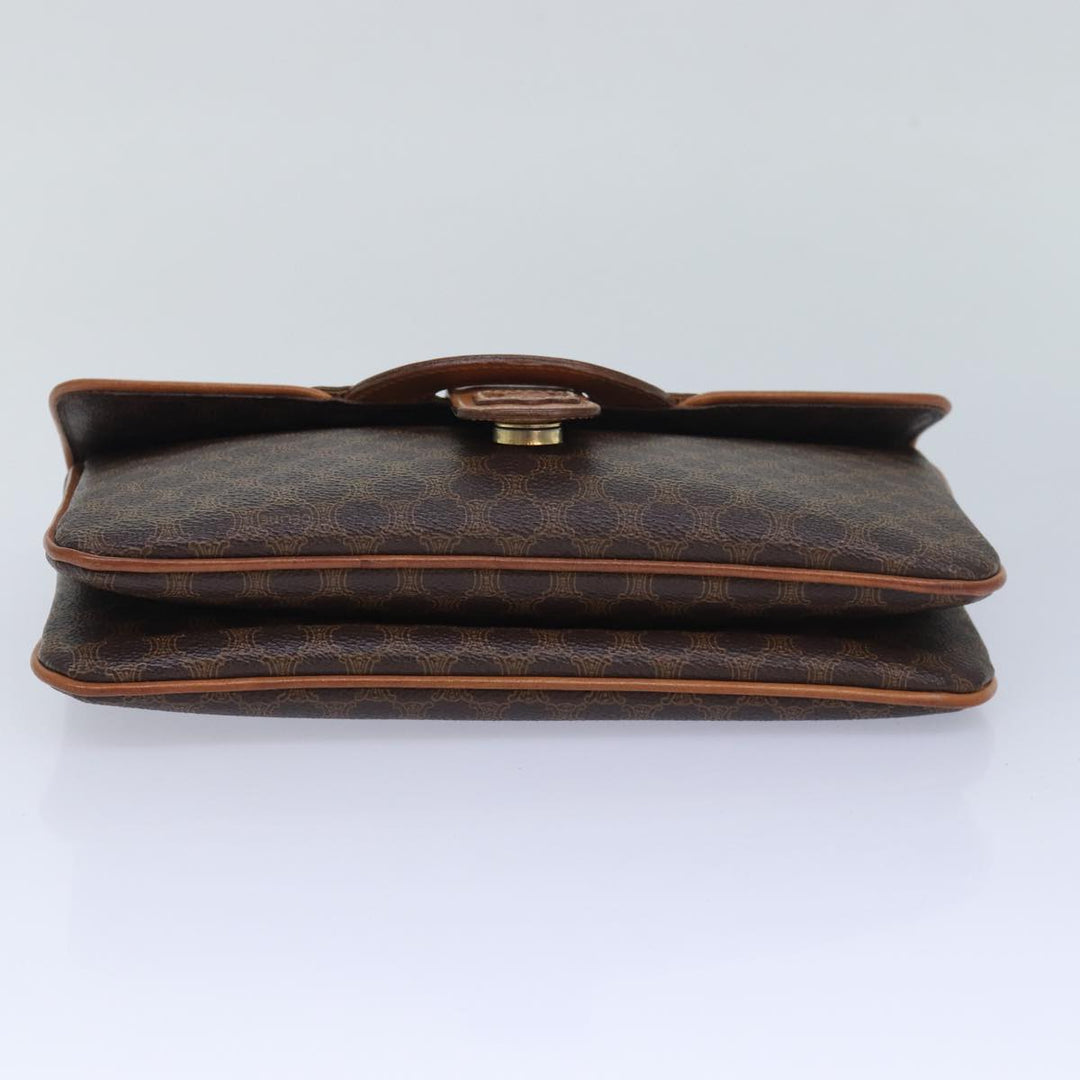 Celine Macadam Canvas Clutch Bag PVC Leather Brown Auth 82012