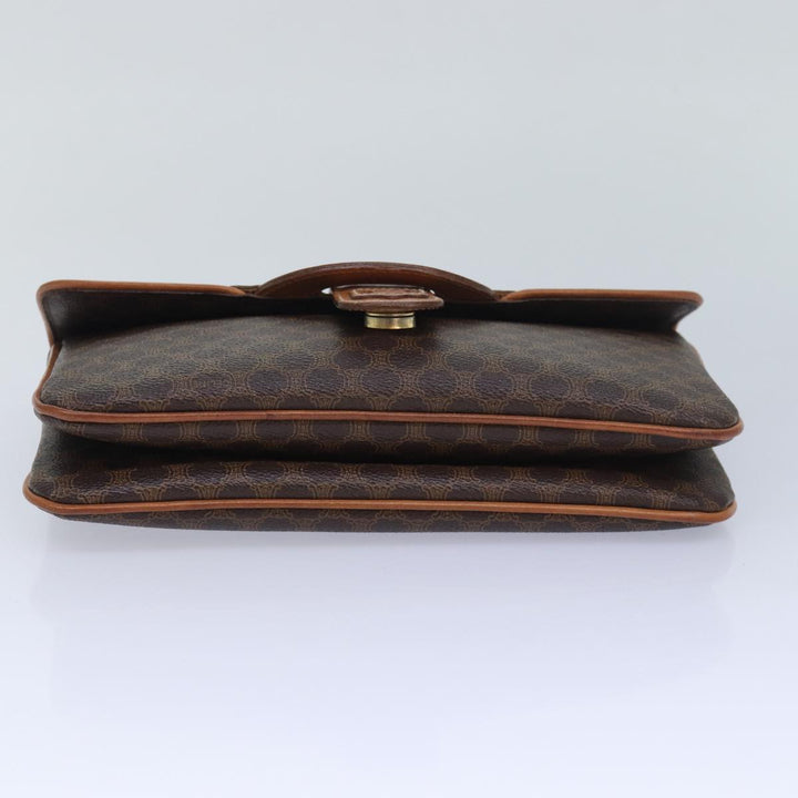 Celine Macadam Canvas Clutch Bag PVC Leather Brown Auth 82012