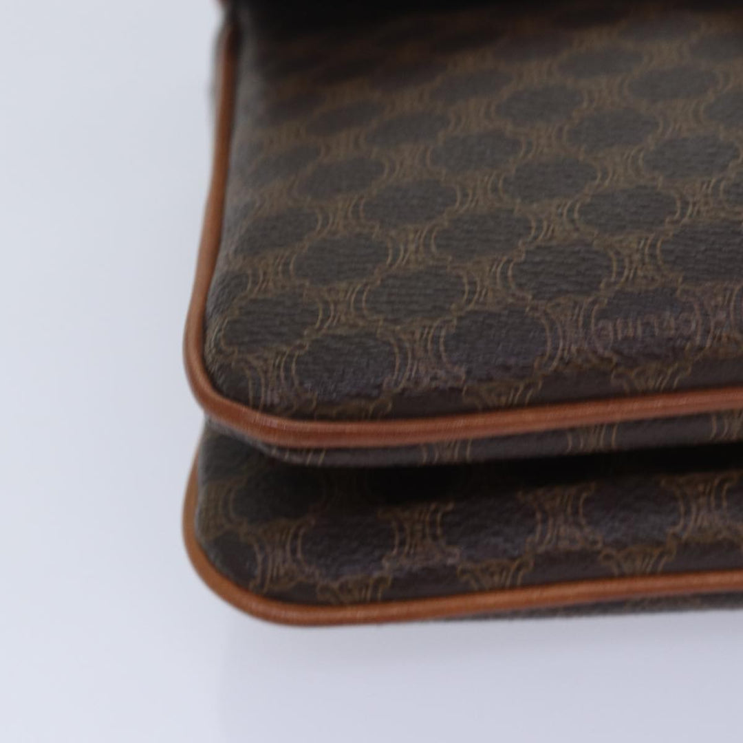 Celine Macadam Canvas Clutch Bag PVC Leather Brown Auth 82012