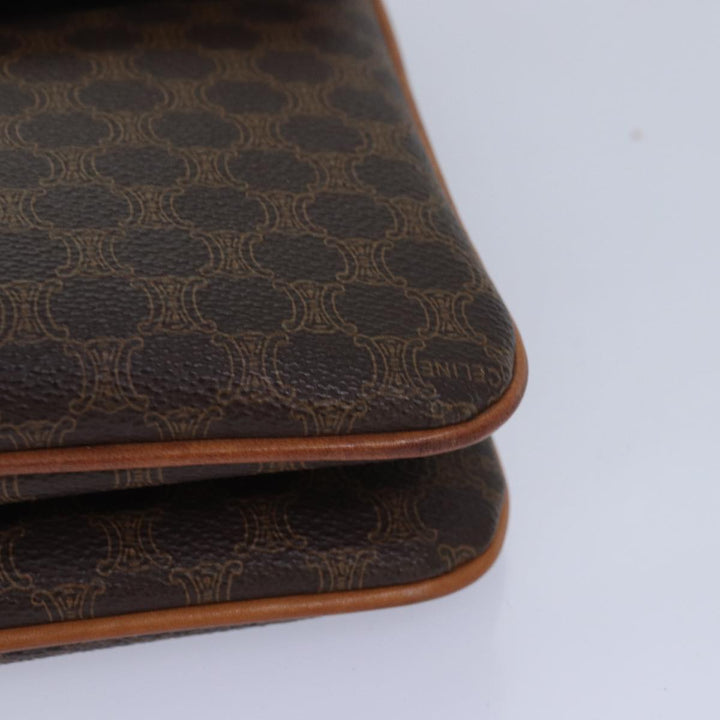 Celine Macadam Canvas Clutch Bag PVC Leather Brown Auth 82012