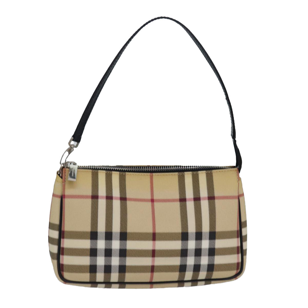 Burberry Nova Check Accessory Pouch PVC Beige Auth 82063