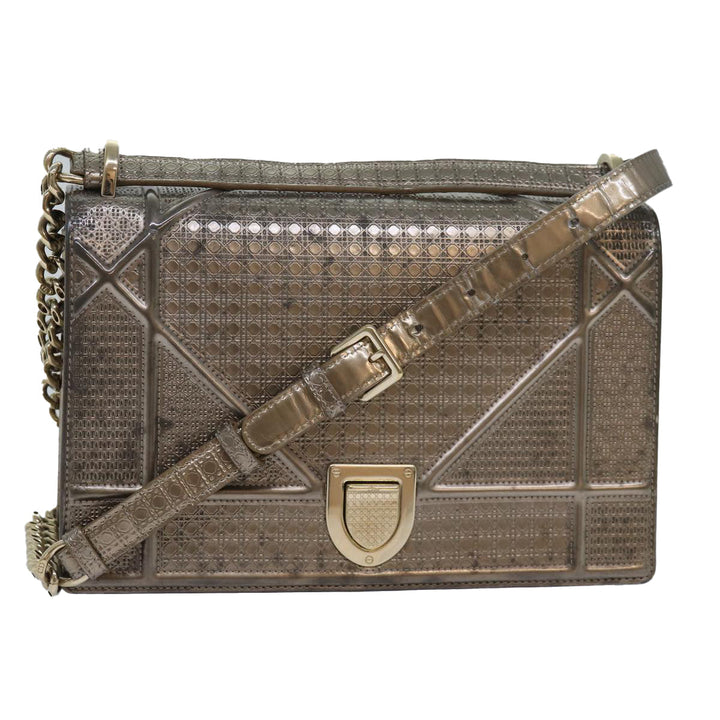 CHRISTIAN Top quality Dior Chain Shoulder Bag Enamel Gold Auth 82071