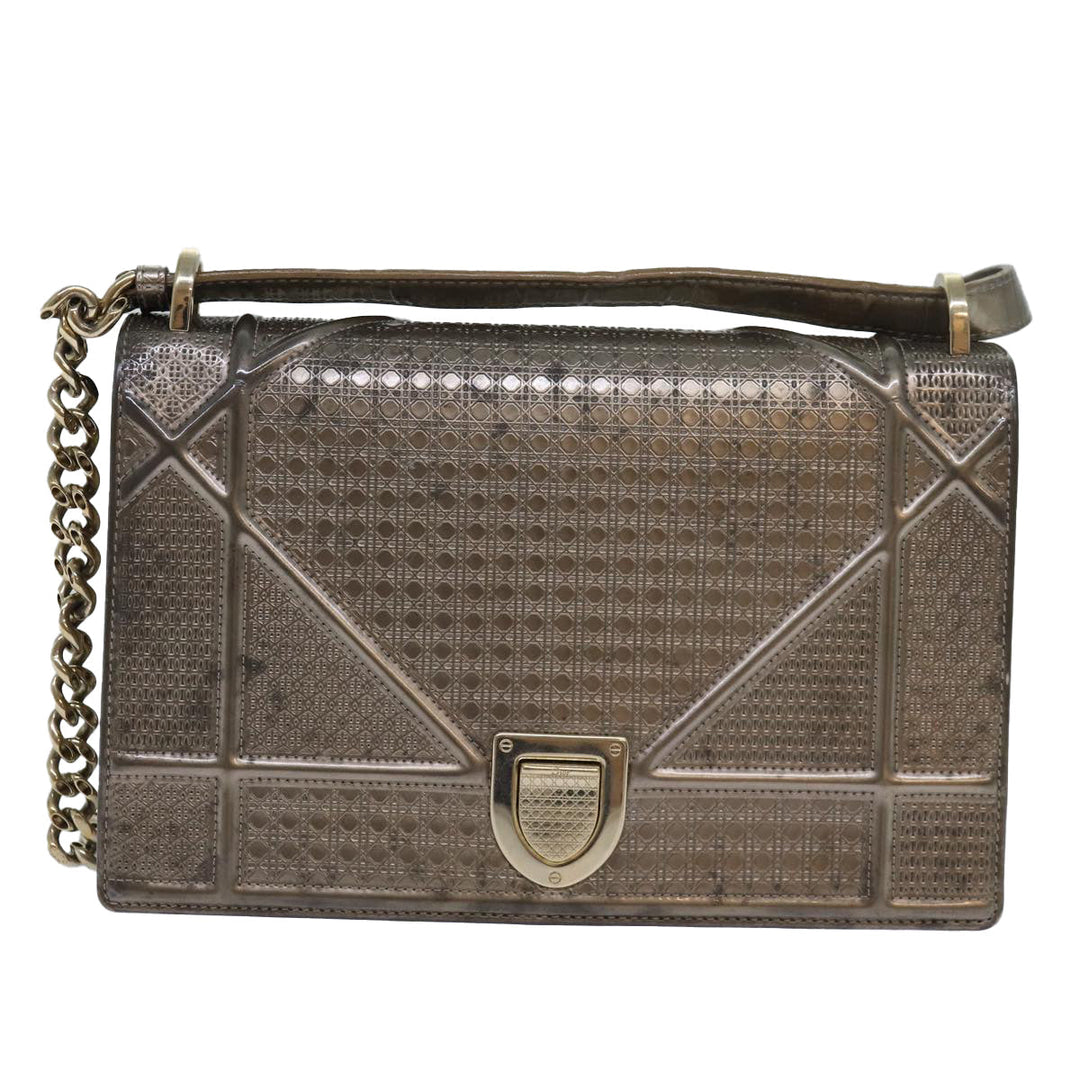 CHRISTIAN Top quality Dior Chain Shoulder Bag Enamel Gold Auth 82071