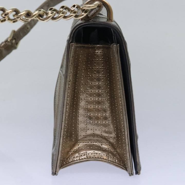 CHRISTIAN Top quality Dior Chain Shoulder Bag Enamel Gold Auth 82071