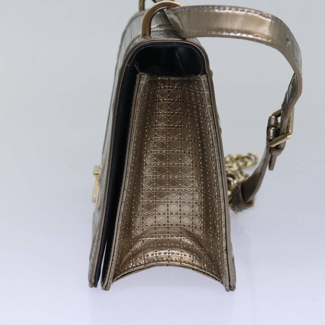 CHRISTIAN Top quality Dior Chain Shoulder Bag Enamel Gold Auth 82071