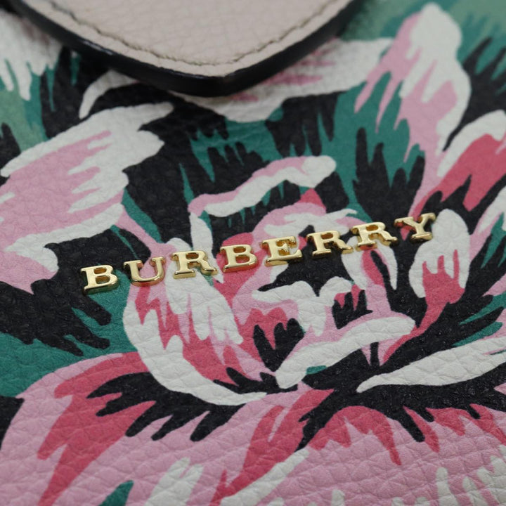 Burberry Hand Bag Leather 2way Gray Pink Auth 82072A