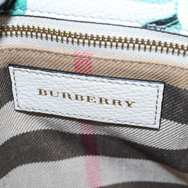 Burberry Hand Bag Leather 2way Gray Pink Auth 82072A