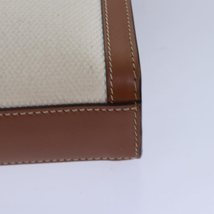 Celine Mini Vertical Cabas Hand Bag Canvas 2way White Auth 82073