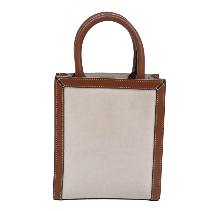 Celine Mini Vertical Cabas Hand Bag Canvas 2way White Auth 82073
