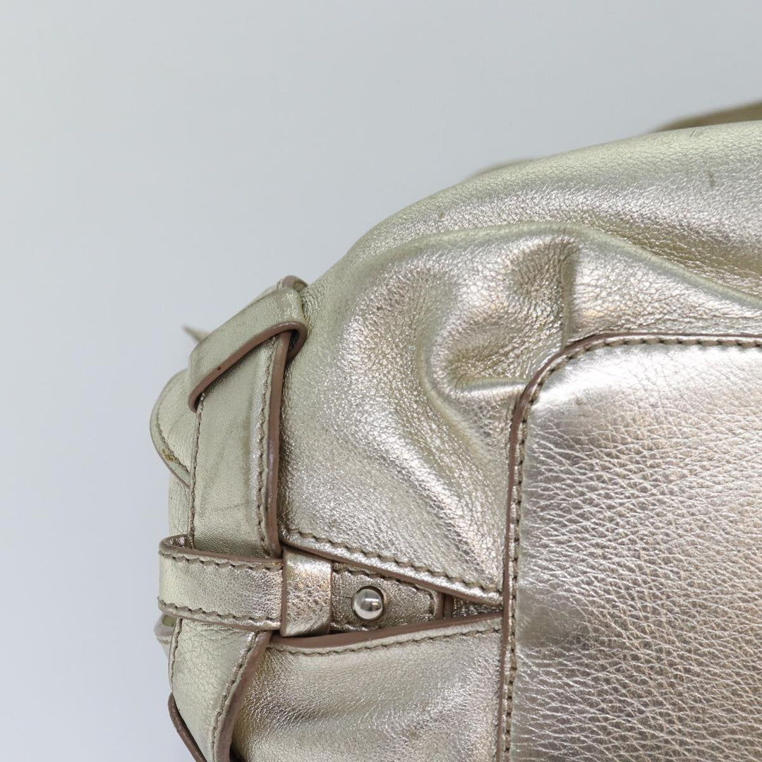Celine Hand Bag Leather Gold Auth 82103