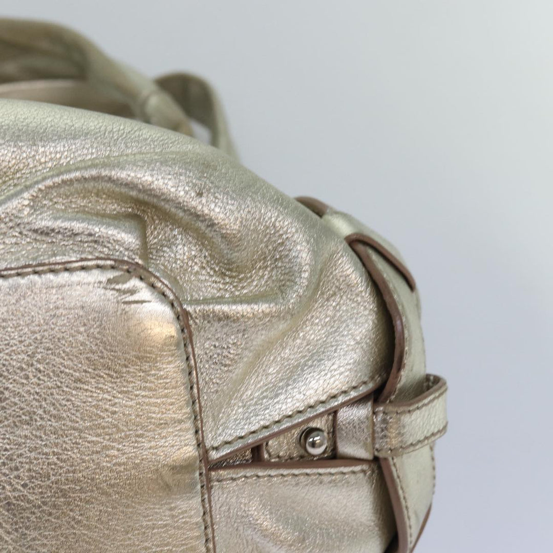 Celine Hand Bag Leather Gold Auth 82103