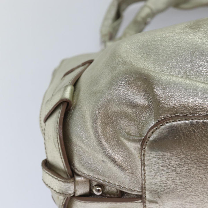 Celine Hand Bag Leather Gold Auth 82103