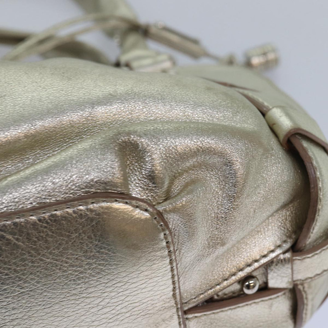 Celine Hand Bag Leather Gold Auth 82103
