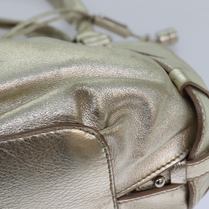 Celine Hand Bag Leather Gold Auth 82103