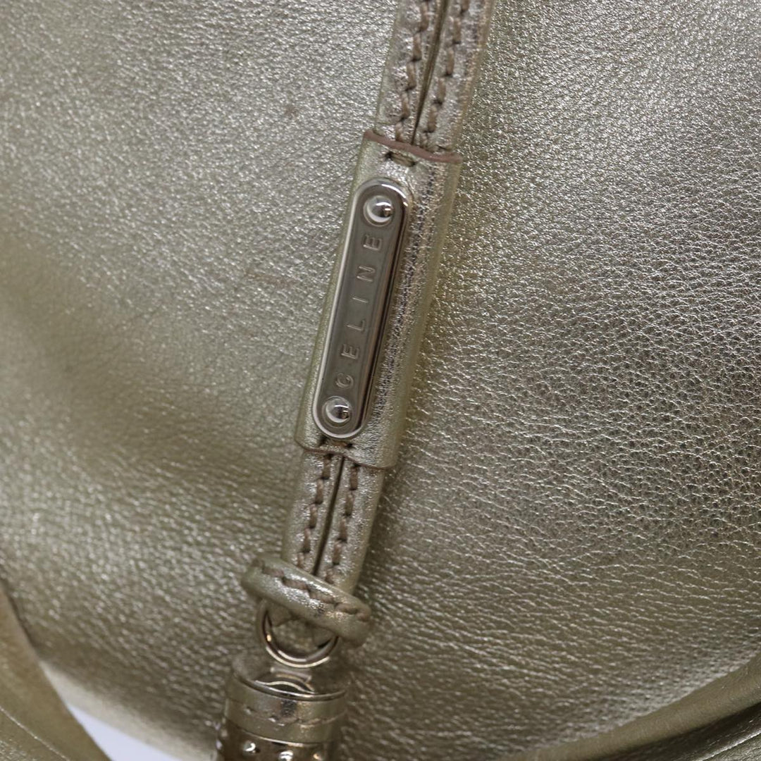Celine Hand Bag Leather Gold Auth 82103