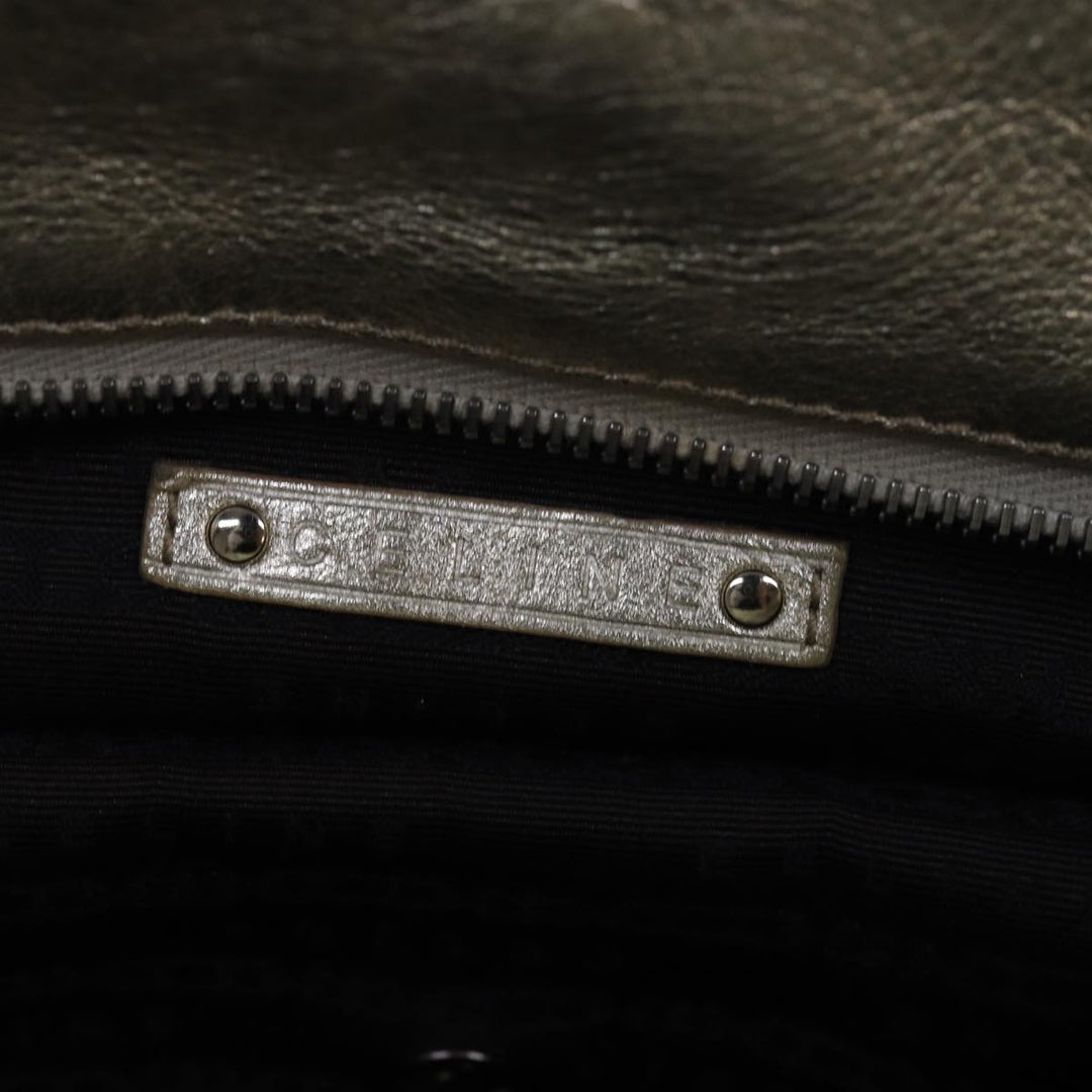 Celine Hand Bag Leather Gold Auth 82103
