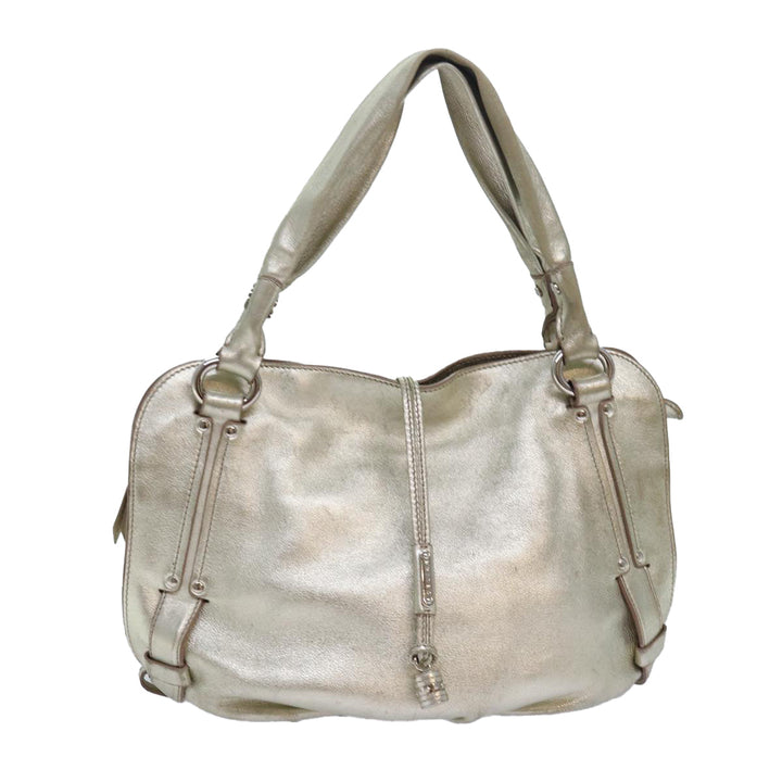 Celine Hand Bag Leather Gold Auth 82103