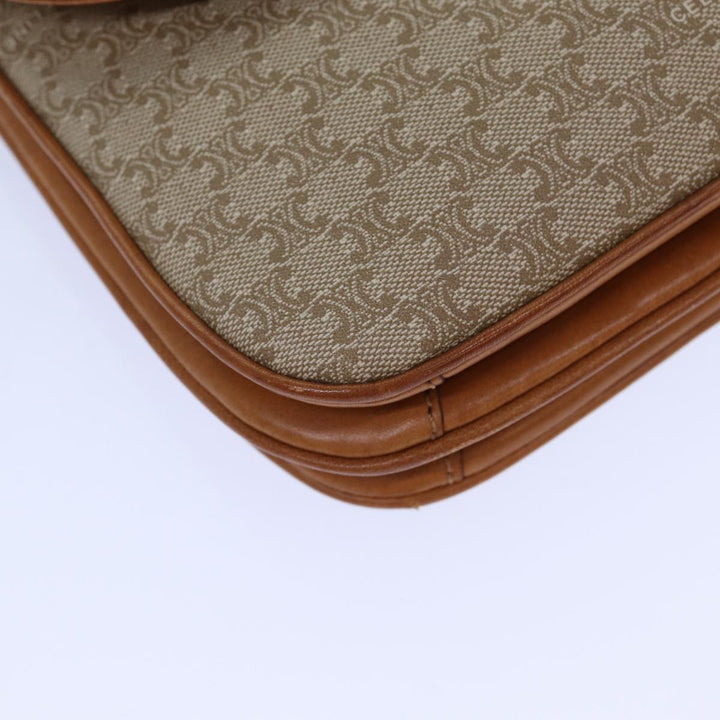 Celine Macadam Canvas Shoulder Bag Beige Brown Auth 82147