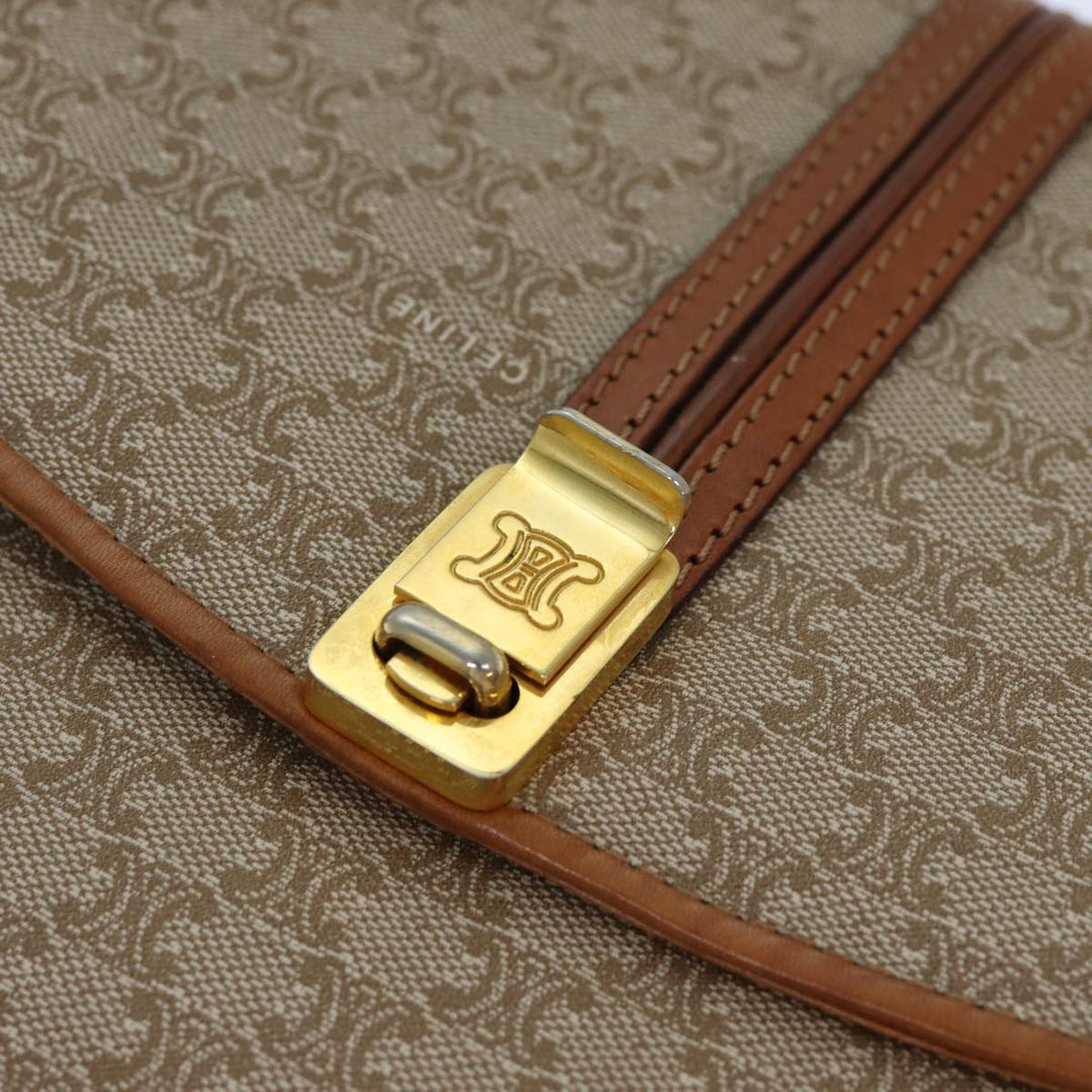 Celine Macadam Canvas Shoulder Bag Beige Brown Auth 82147
