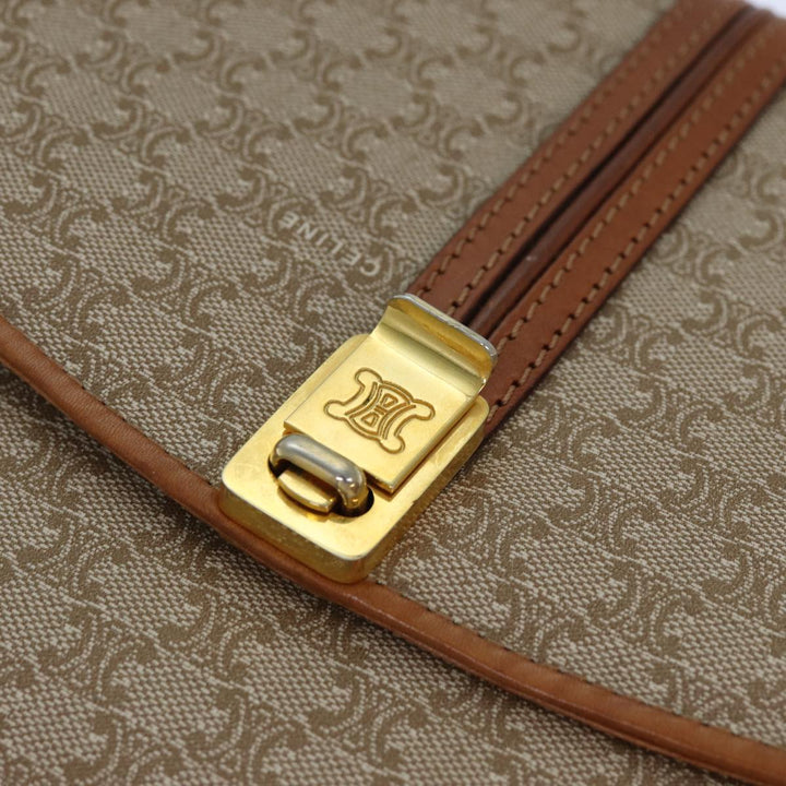 Celine Macadam Canvas Shoulder Bag Beige Brown Auth 82147