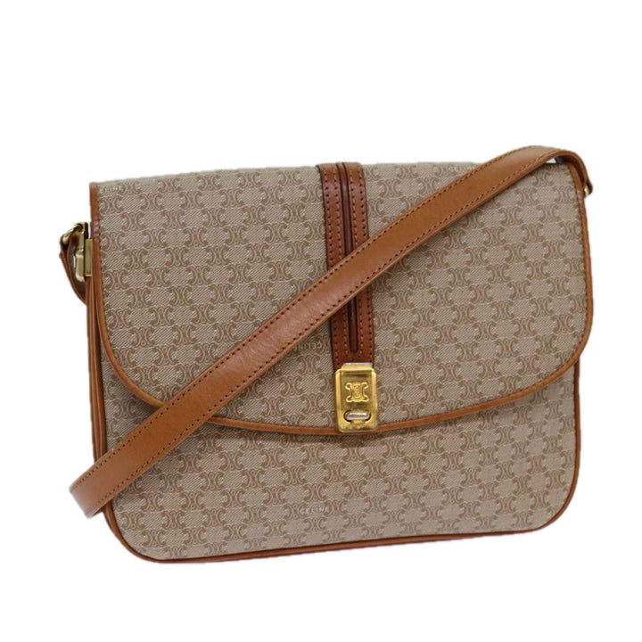 Celine Macadam Canvas Shoulder Bag Beige Brown Auth 82147