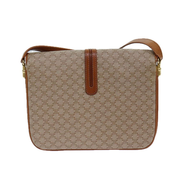 Celine Macadam Canvas Shoulder Bag Beige Brown Auth 82147