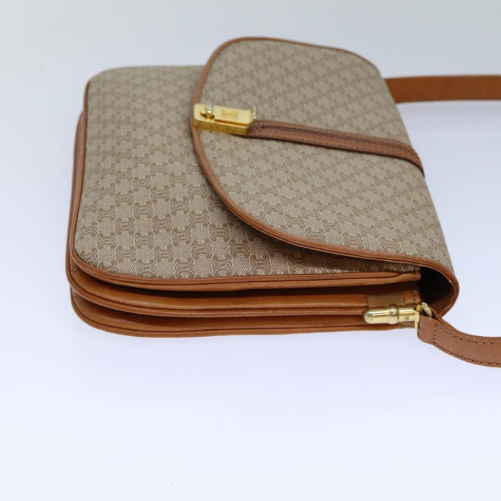 Celine Macadam Canvas Shoulder Bag Beige Brown Auth 82147