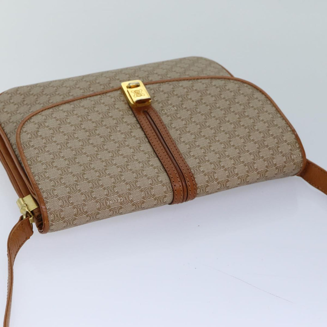 Celine Macadam Canvas Shoulder Bag Beige Brown Auth 82147