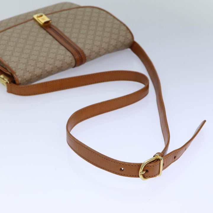 Celine Macadam Canvas Shoulder Bag Beige Brown Auth 82147