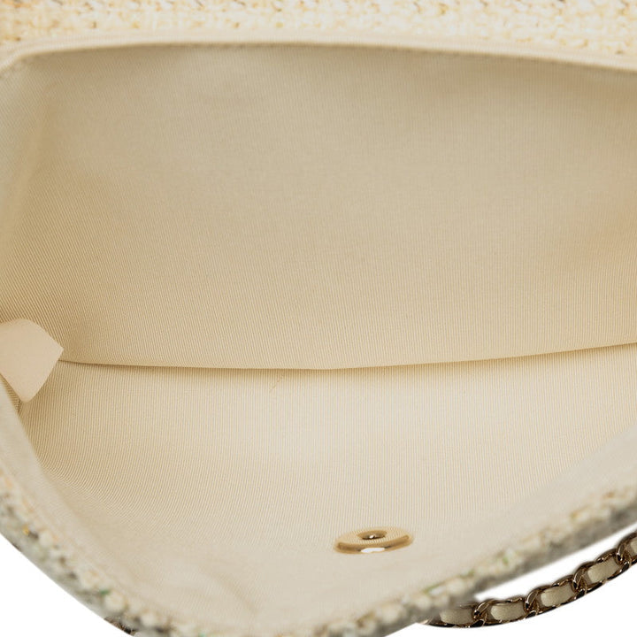 Top Quality Chanel Coco Top Handle Chain Shoulder Bag White Multicolor Tweed Bamboo
