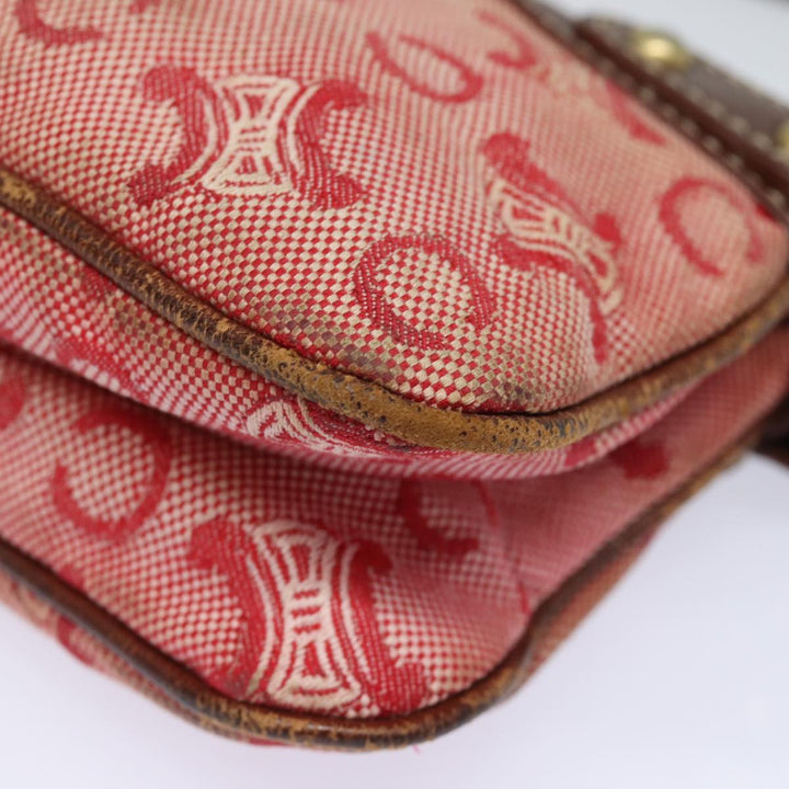 Celine C Macadam Canvas Shoulder Bag Pink Auth 82246