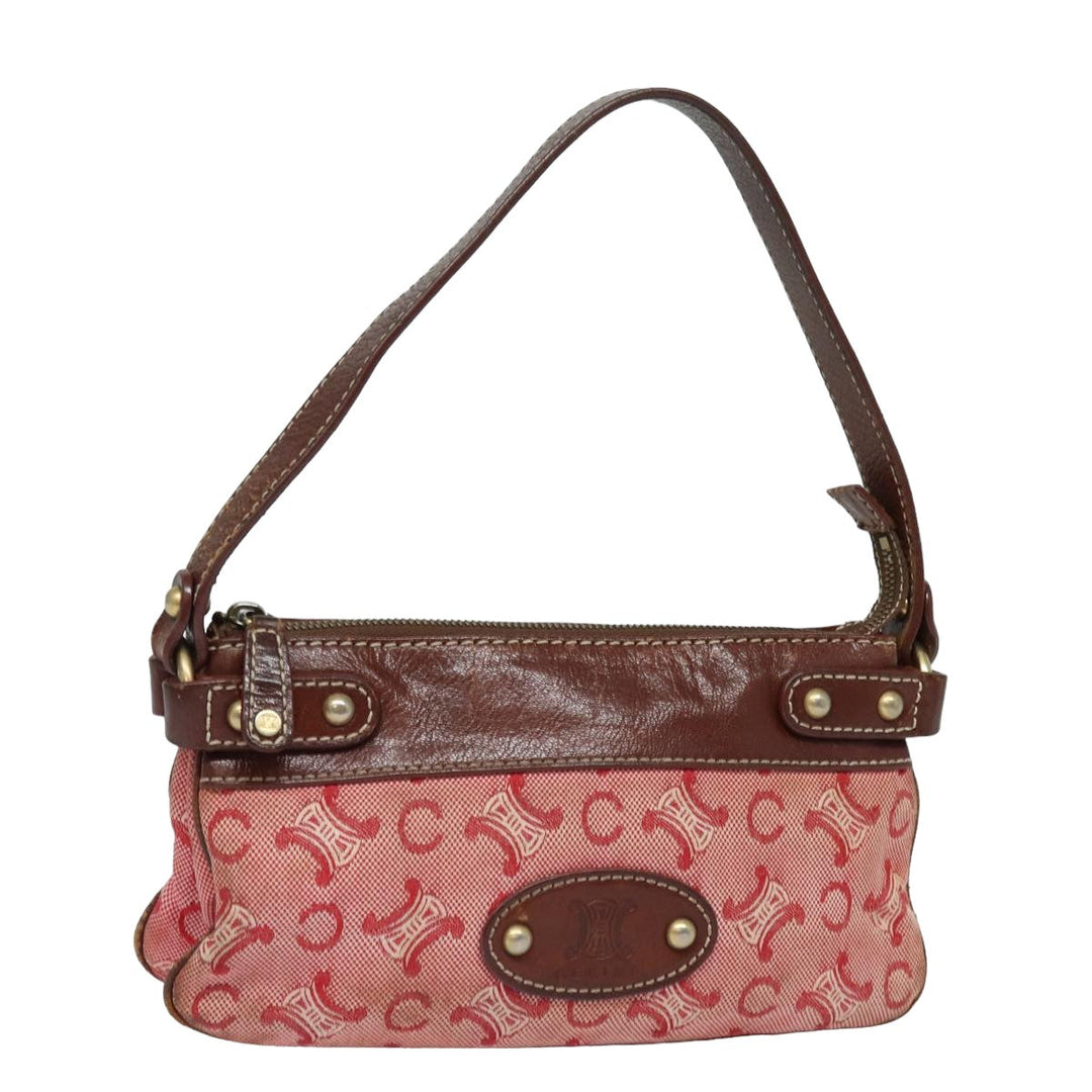 Celine C Macadam Canvas Shoulder Bag Pink Auth 82246