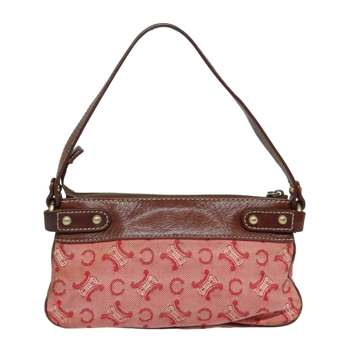 Celine C Macadam Canvas Shoulder Bag Pink Auth 82246