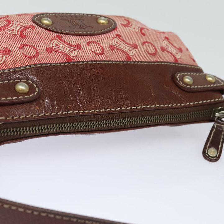 Celine C Macadam Canvas Shoulder Bag Pink Auth 82246