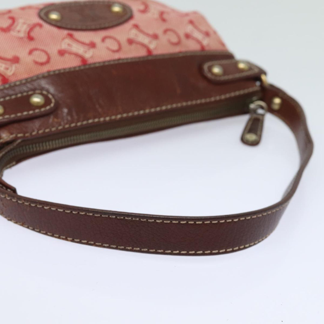 Celine C Macadam Canvas Shoulder Bag Pink Auth 82246