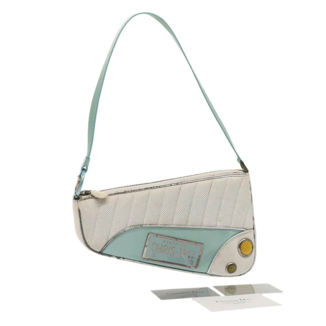 CHRISTIAN Top quality Dior Cadillac Shoulder Bag Leather White Auth 82247
